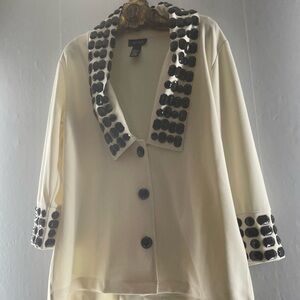 Chit Chat Cream Blazer with Black Button Detail